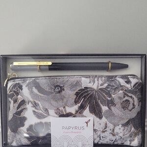 Papyrus Black and Gold Pouch And Pen Set